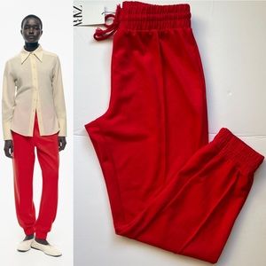 Zara red jogger pants sz L NWT